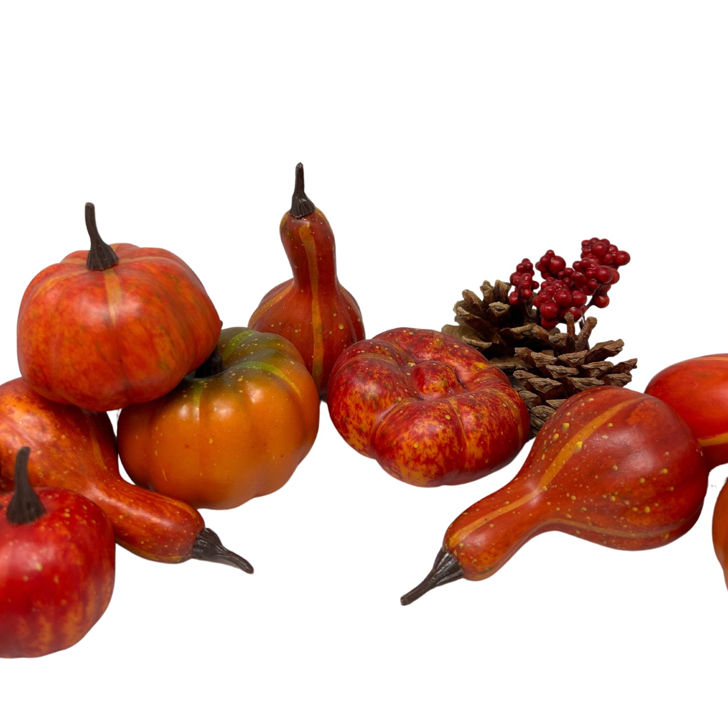 Sunset Orange Artificial Pumpkins and Pinecones | KS