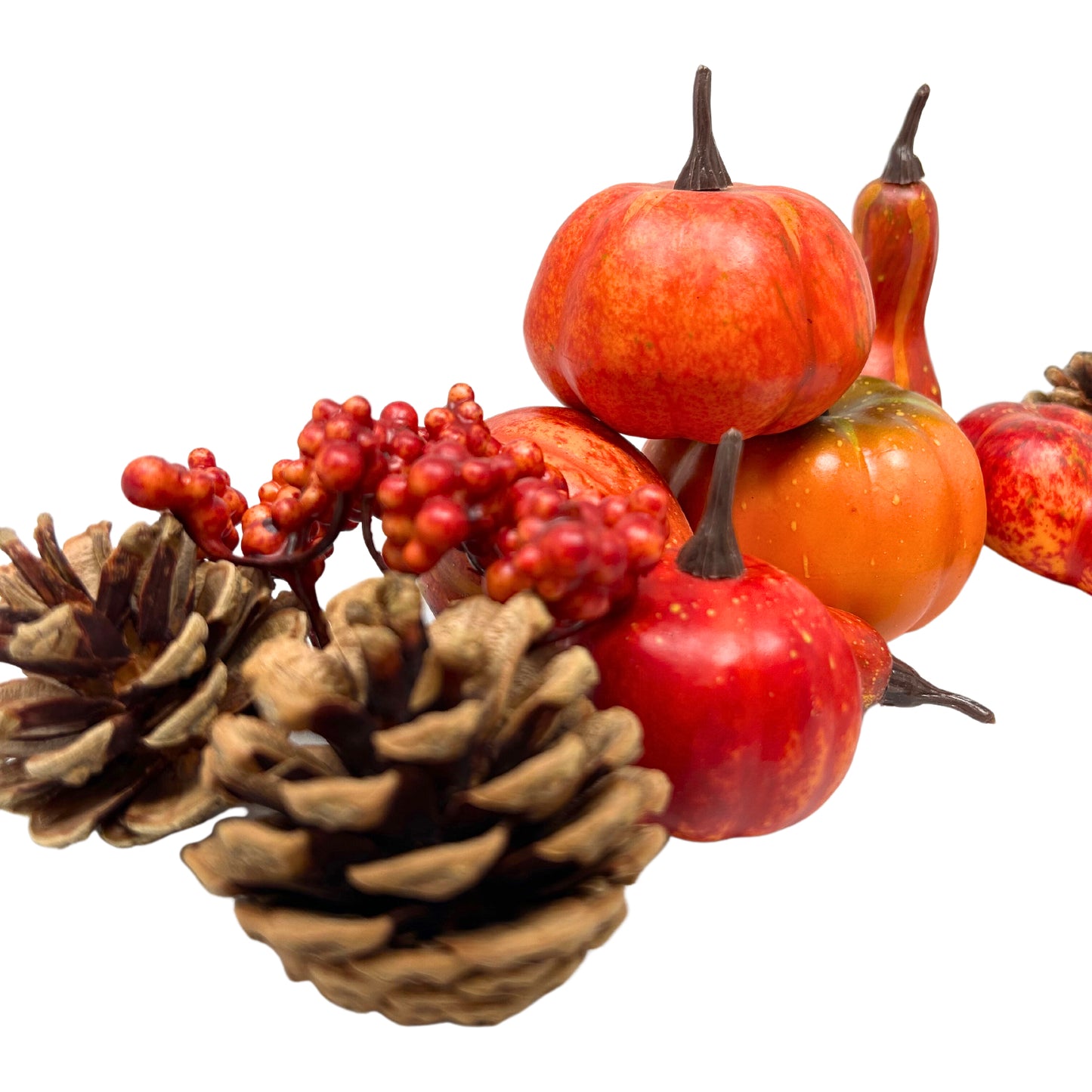 Sunset Orange Artificial Pumpkins and Pinecones | KS