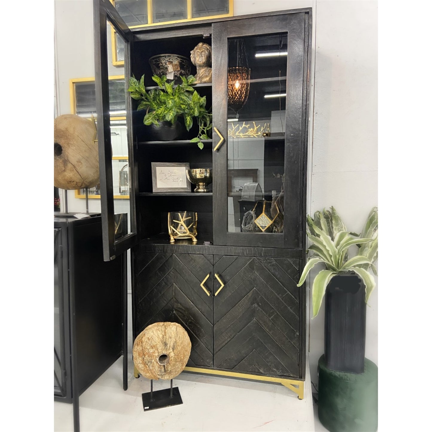 Wooden Cabinet with Parquet Pattern