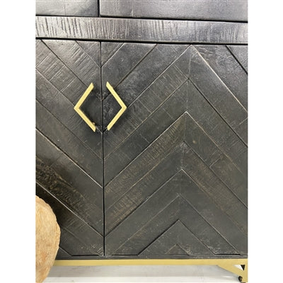 Wooden Cabinet with Parquet Pattern