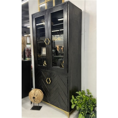 Wooden Cabinet with Parquet Pattern