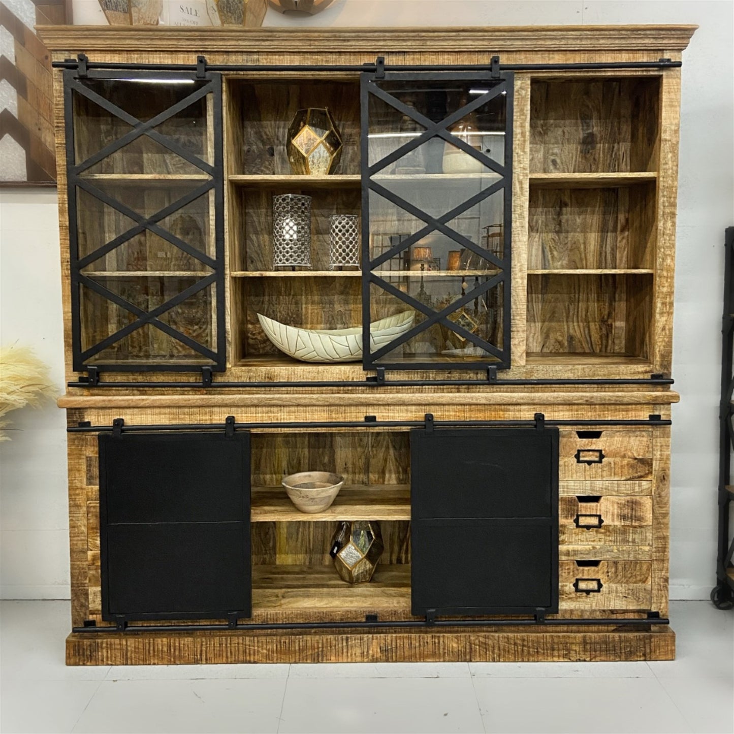 Two Part Mango Wood Bookshelf