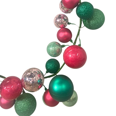 70.8'' Mix Finish (Mercury,Candy Apple,Matte,Glitter) Christmas Balls Garland | LC