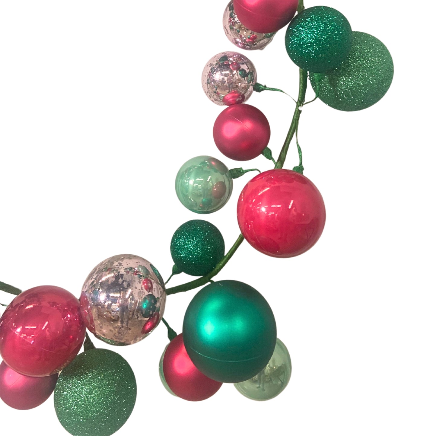 70.8" Mix Finish (Mercury,Candy Apple,Matte,Glitter) Christmas Balls Garland (Light Pink,Dark Pink, | LC