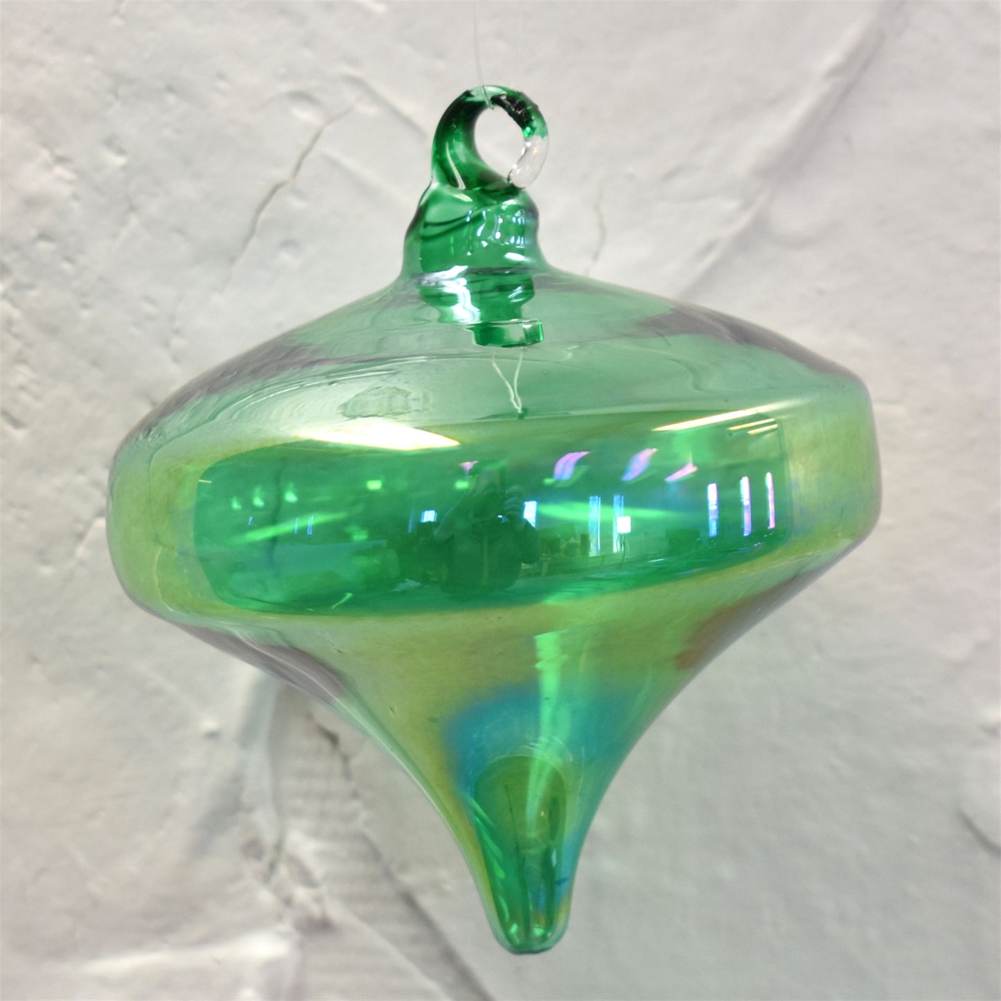 Iridescent Blown Glass Onion Finial Ornament - Emerald Green 3"x3"x4" | LC