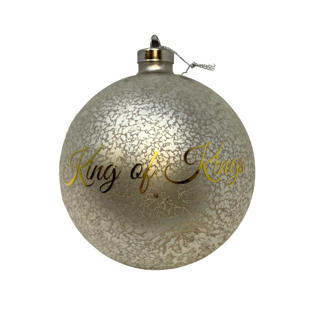 (Box of 4) "King of Kings" Glass Ball Ornament 4.75" | LC