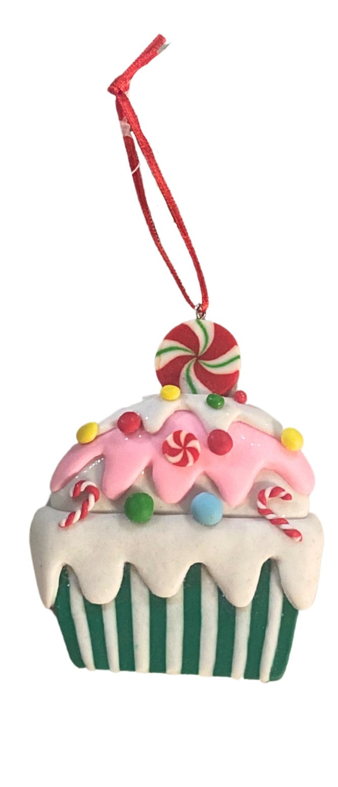 INDIVIDUAL Christmas Cupcake Orn.- 3"H x 2.5"W | YK