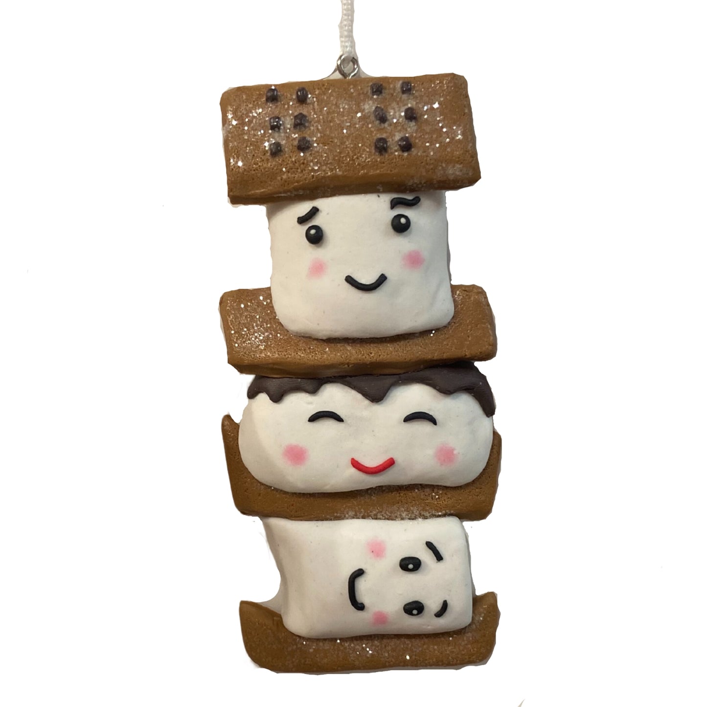 Marshmallow Stacked S'mores Ornament 5"H x 2.5"W | YK