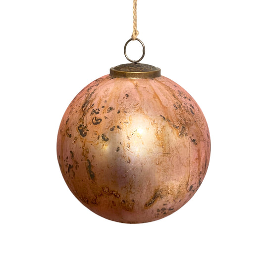 Matte Marbled Glass Ball Orn. 6" - Mauve | SB