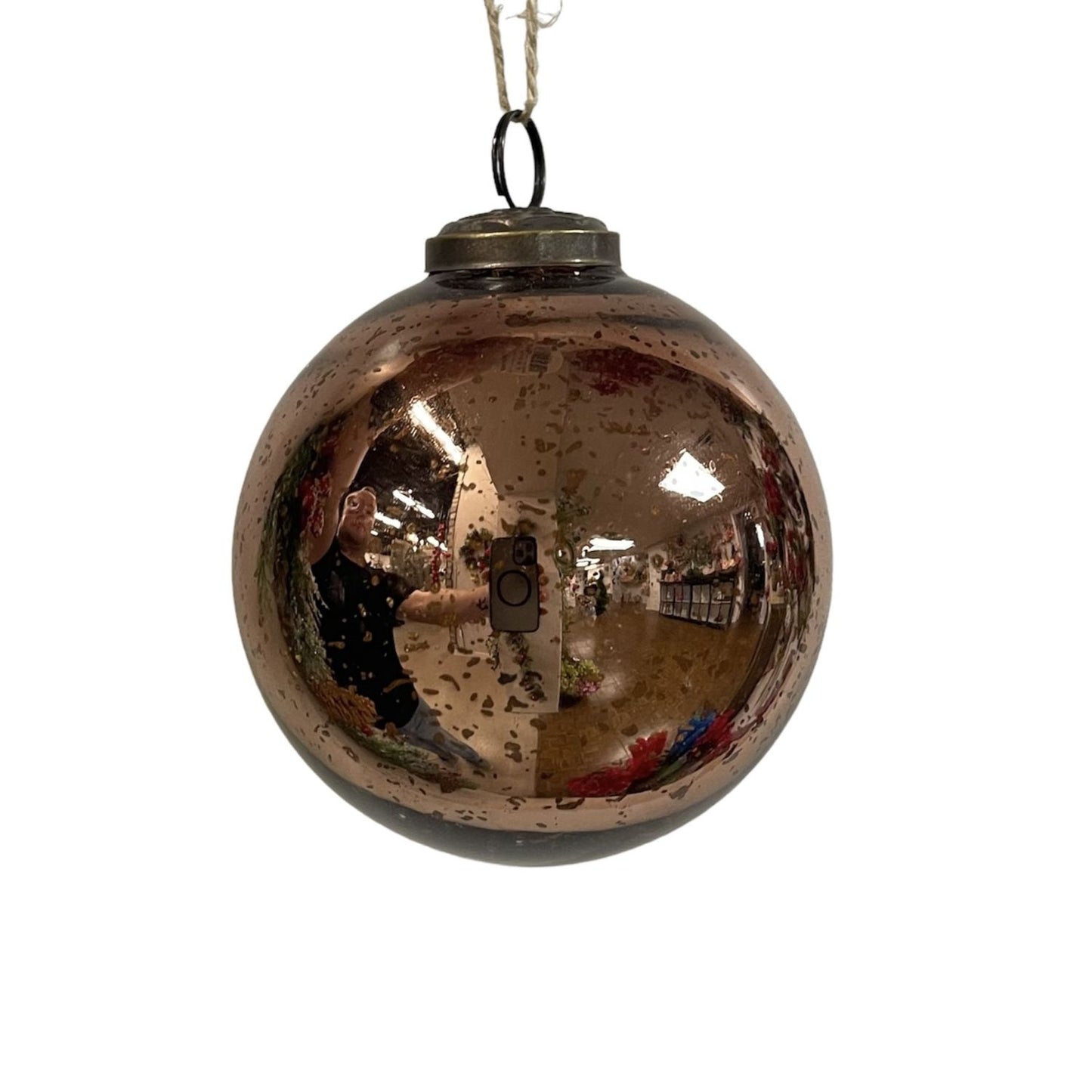 Individual 4'' Mercury Glass Ball Ornaments Copper POS ONLY