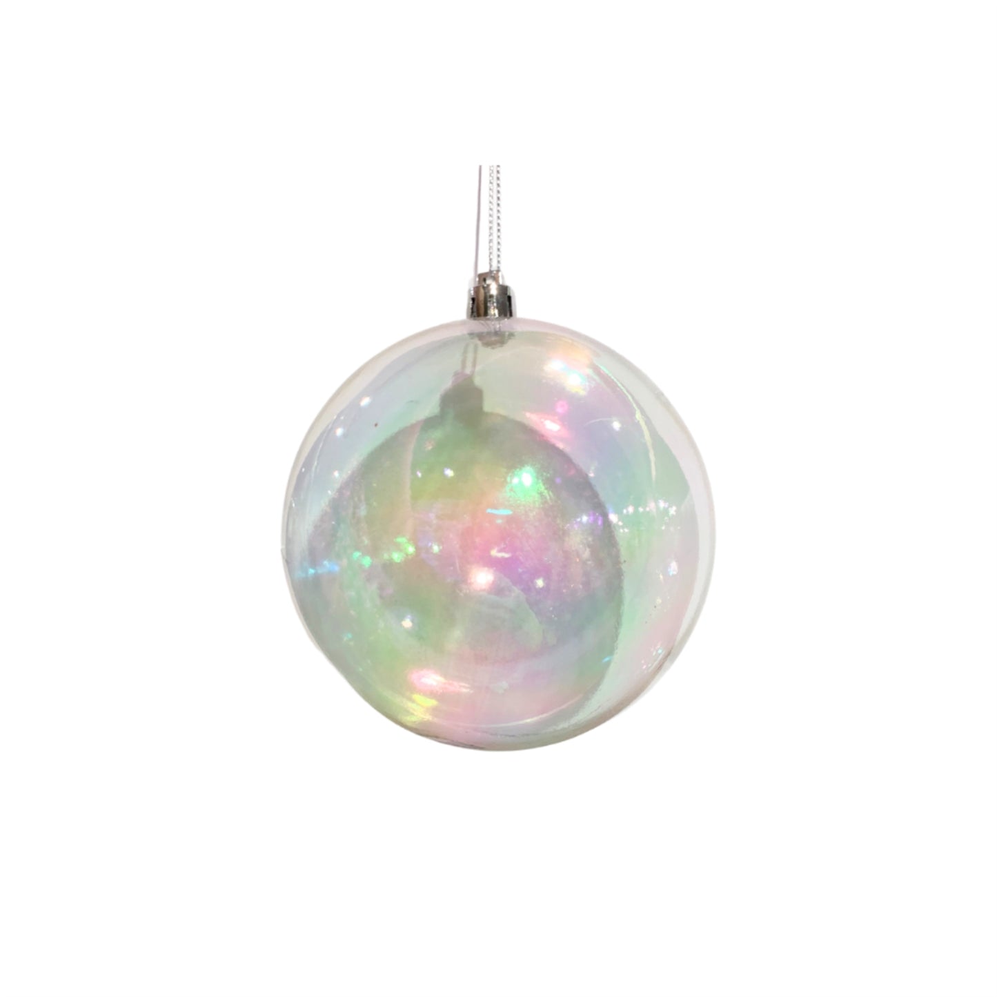 Clear Iridescent Plastic Ball Ornament 4" | LC