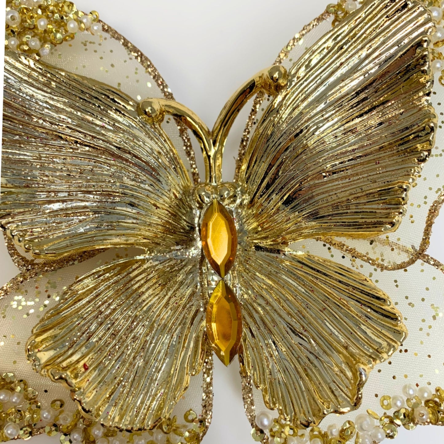 Magical Metallic Pear Butterfly Clip 6"- Gold | YK