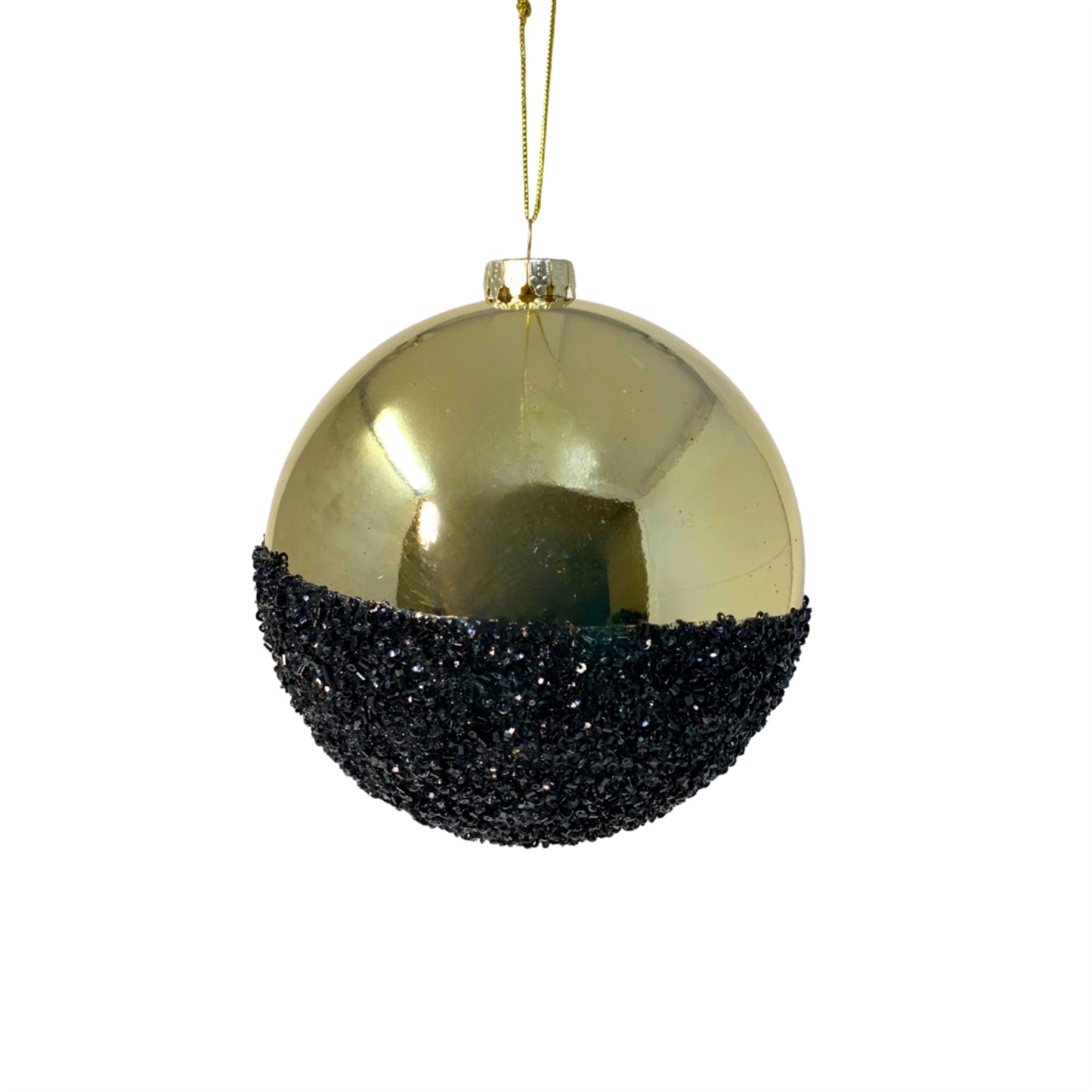 VP Half the Fun Christmas Ball Ornament - Gold/Black 6" | YK