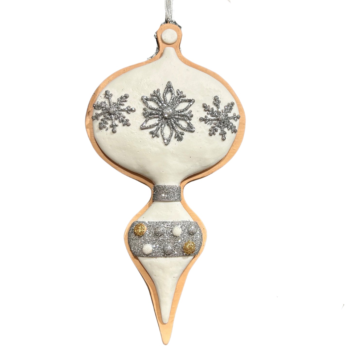 Gingerbread White Royal Finial Cookie Ornament 6.25” | LC