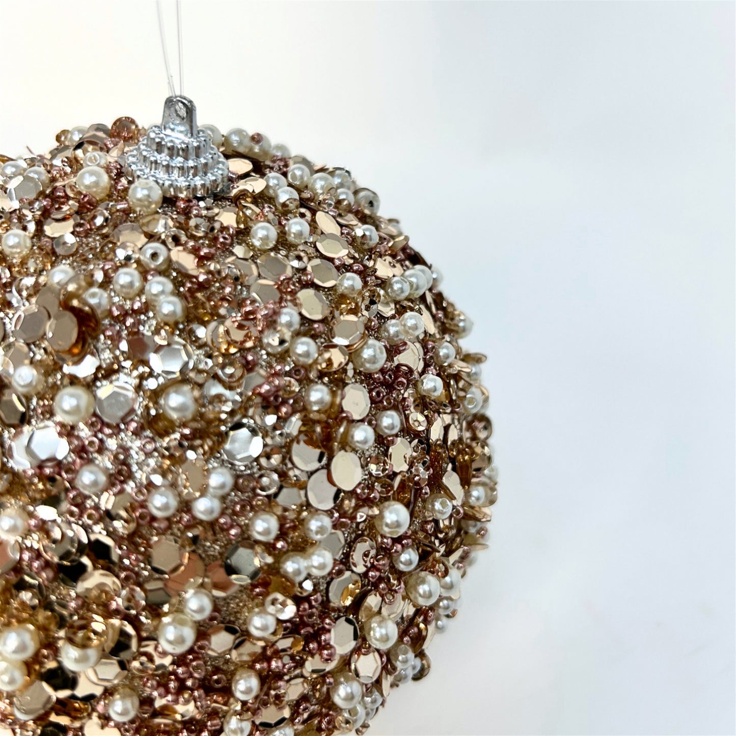 Champagne Splendor Sequin Pearl Ball Ornament 5" | KS