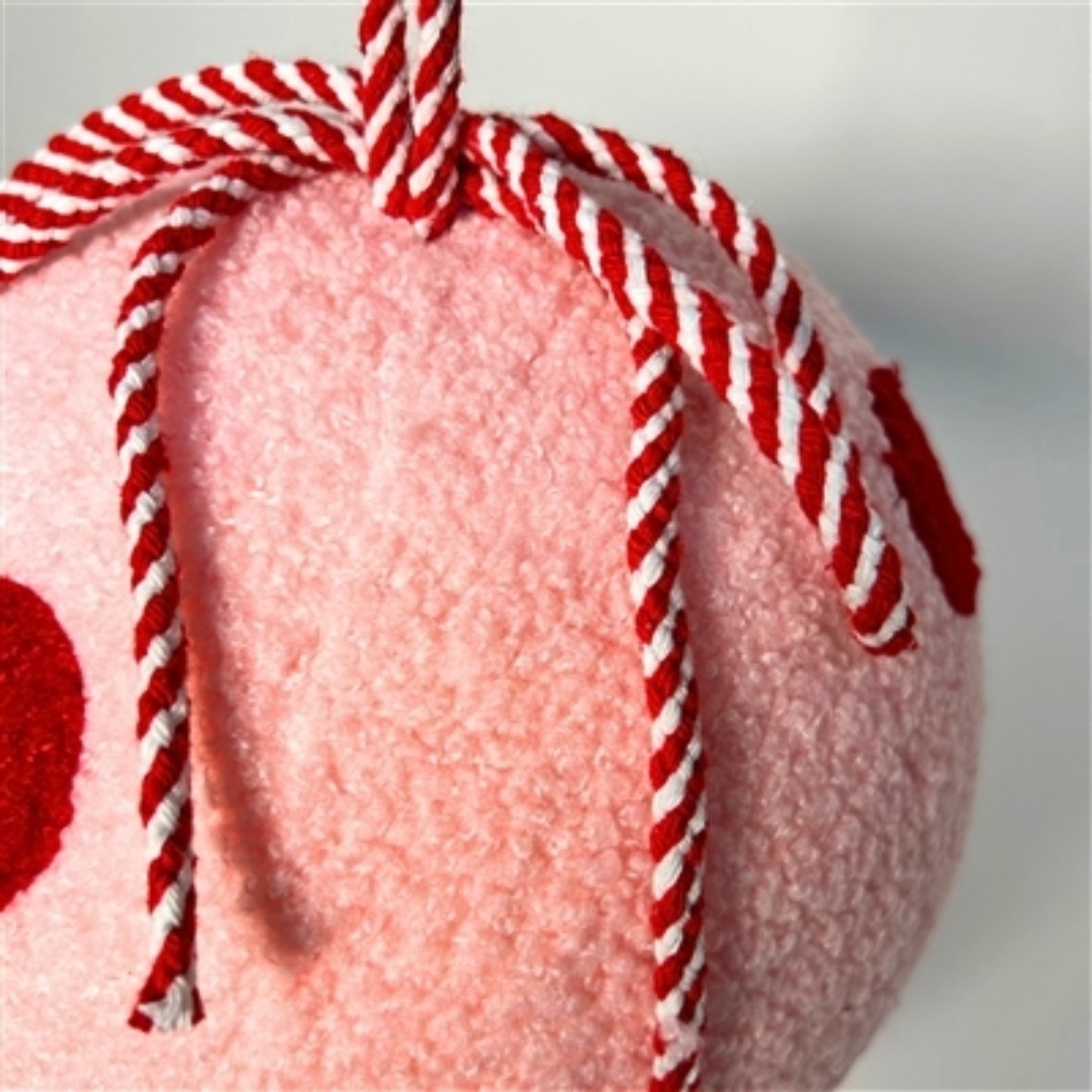 Fuzzy Polka Dot Ball Ornament - Pink/Red 6" | KS