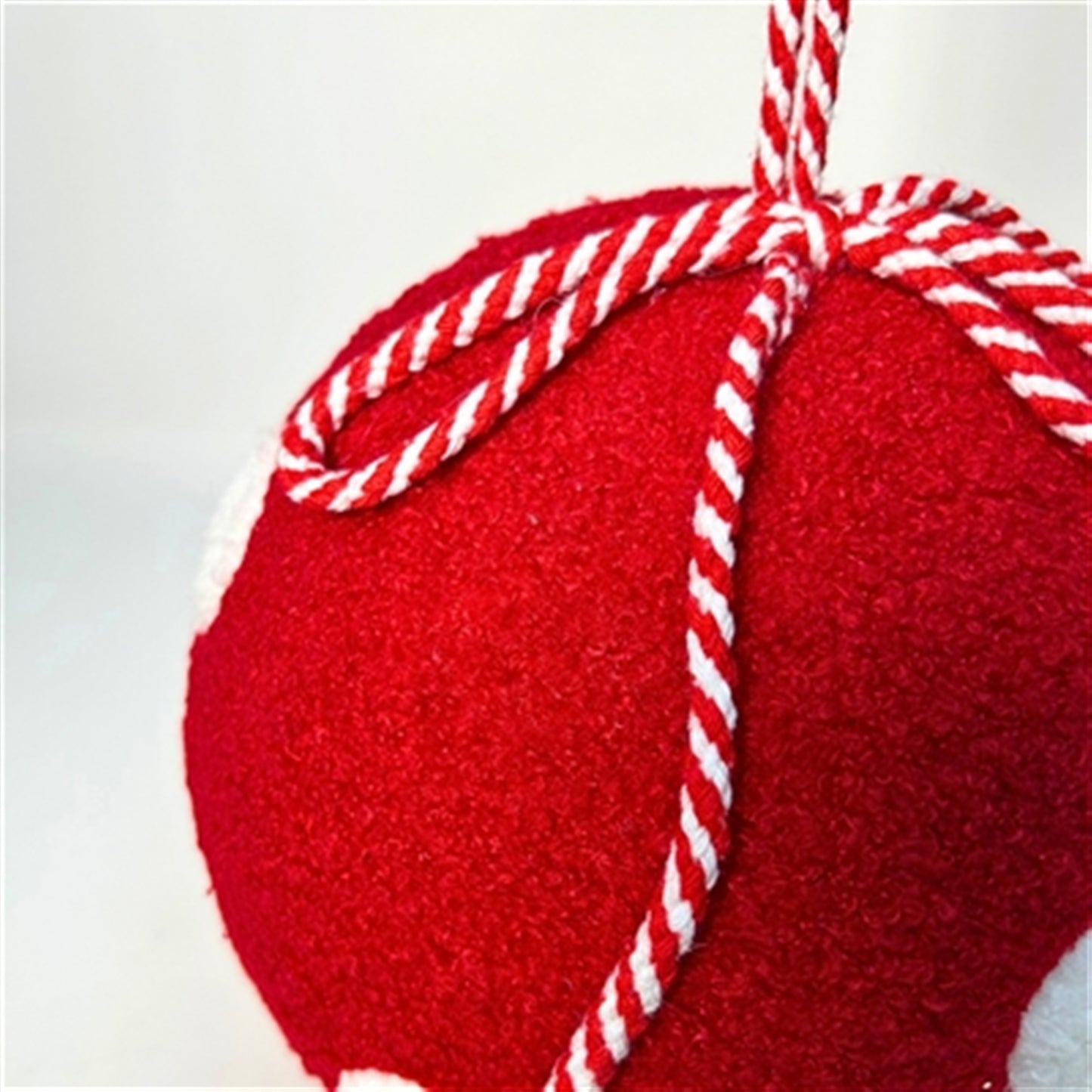 Fuzzy Polka Dot Ball Ornament - Red/White 6" | KS