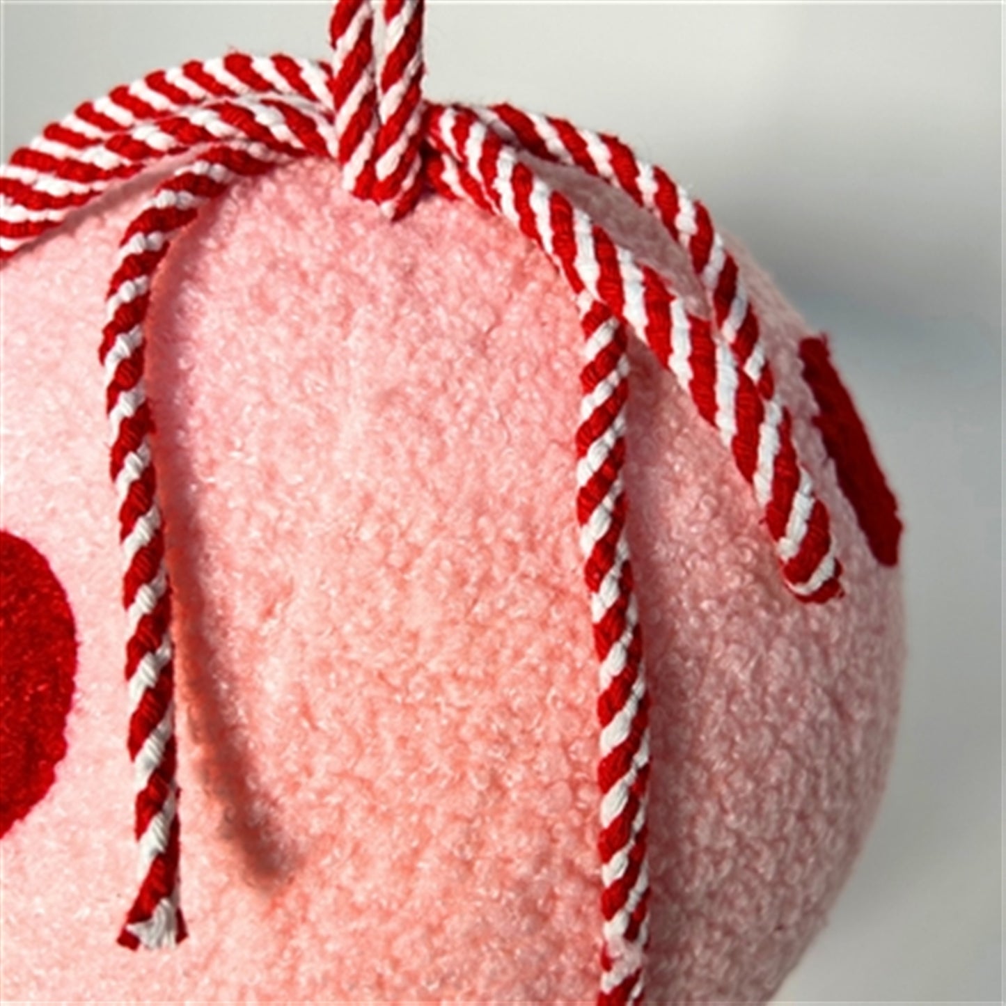 Fuzzy Polka Dot Ball Ornament - Pink/Red 8" | KS