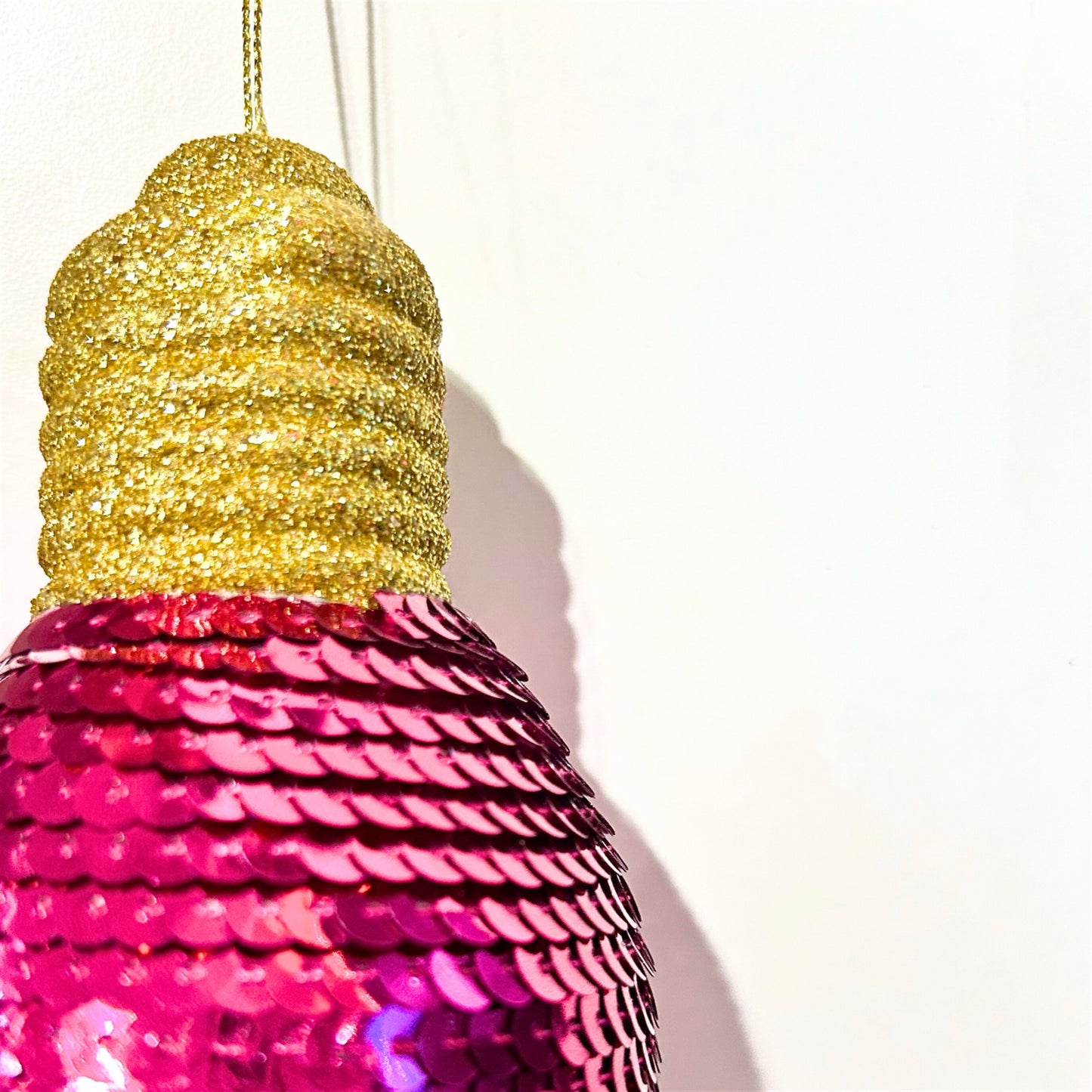 Snazzy Sequin Light Bulb Ornament - Hot Pink 7" | KS