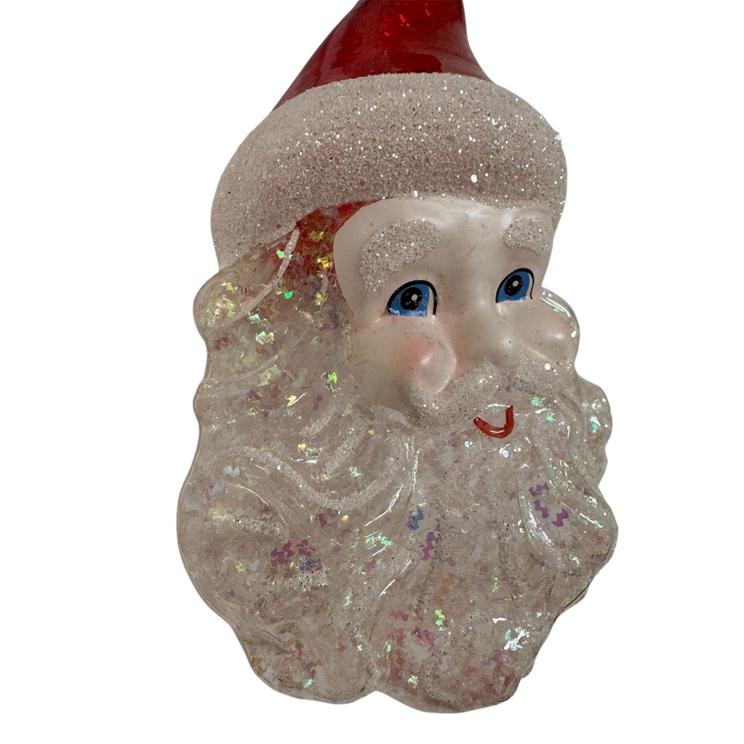 Santa Claus Curl Hat Glass Ornament Red 5" | TG