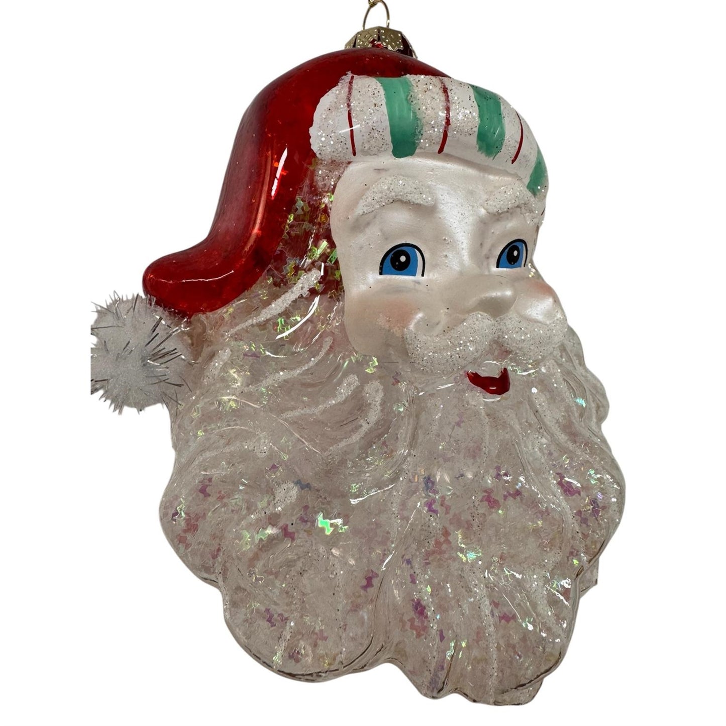 Retro Santa Claus Glass Ornament 3.5" | TG