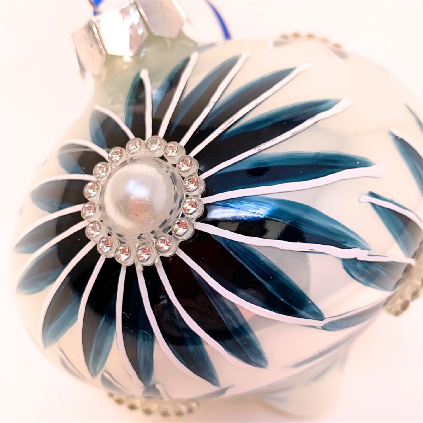 Blue Daisy Pearl Onion Ornament 4" | TG