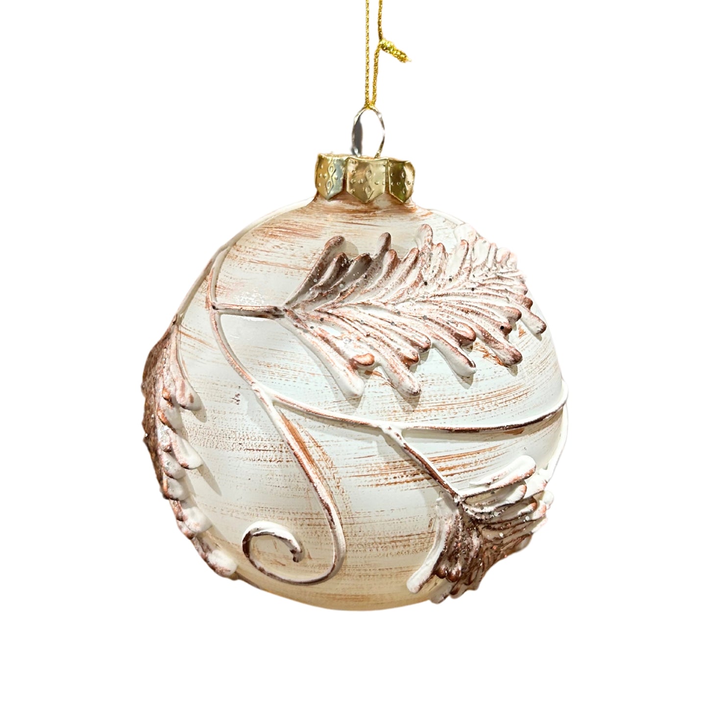 Faux Wood Embossed Leaf Ornament 4" | TG