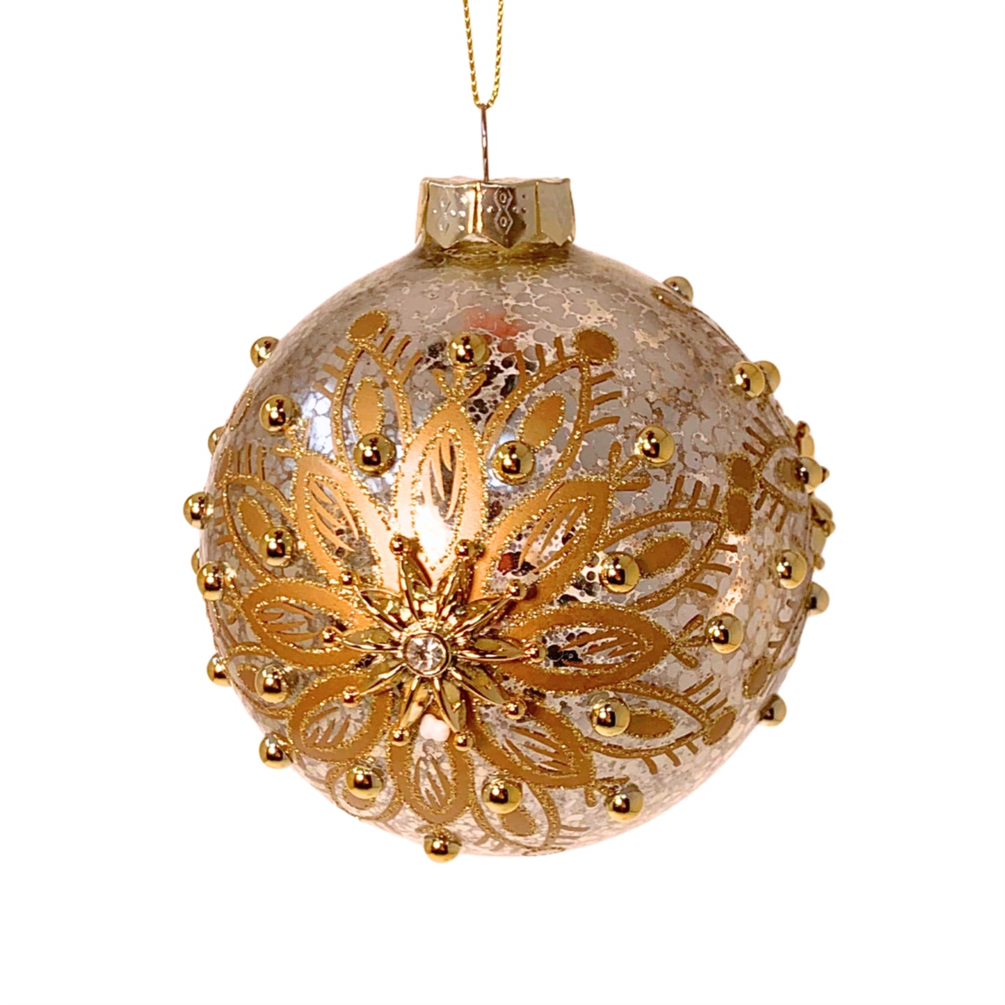 Mercury Silver Antique Gold Snowflake Ornament 4" | TG
