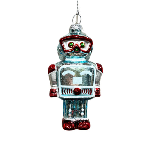 Retro Robot Glass Ornament 4" | TG