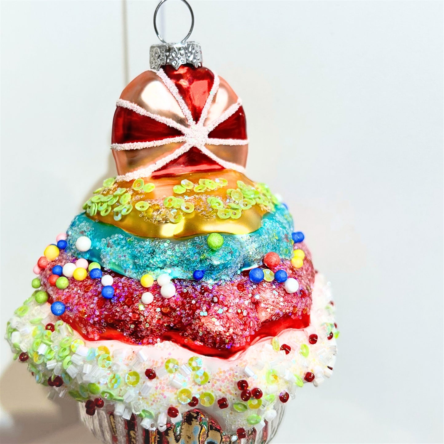 Cupcake Glass Ornament 4" | TG