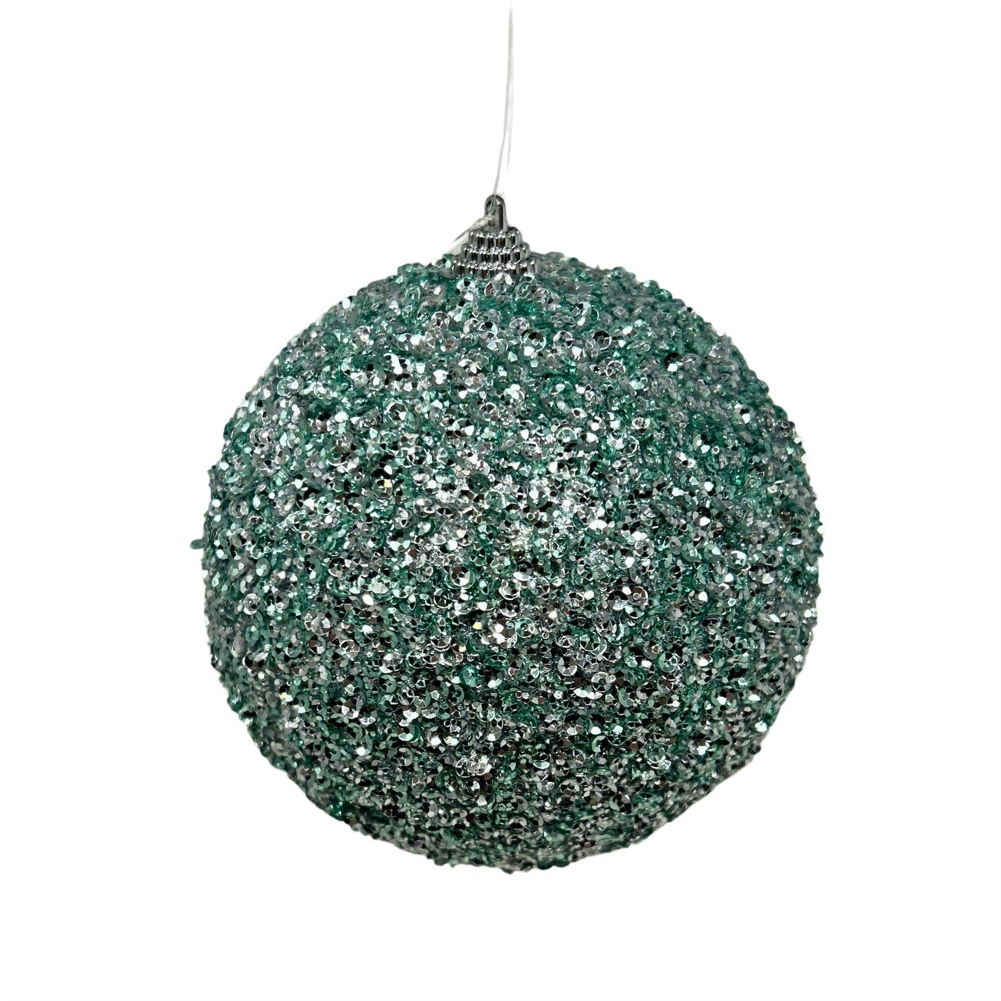 Sequin Encrusted Lt. Blue/Silver Ornament 5” | KS