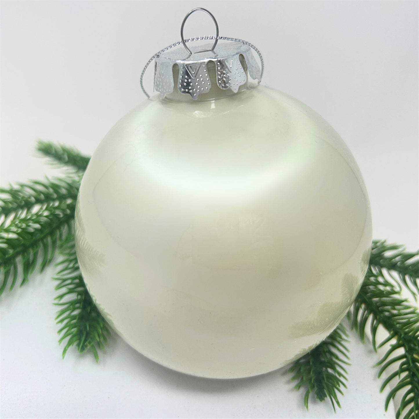 Plastic Pearl Finish Ball Ornament - Pearl 4" | YK