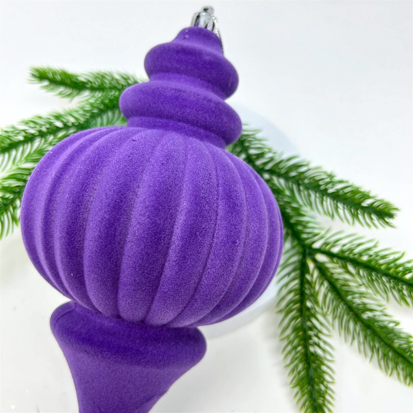 Plastic Flocked Finial Ornament - Purple 10" | YK