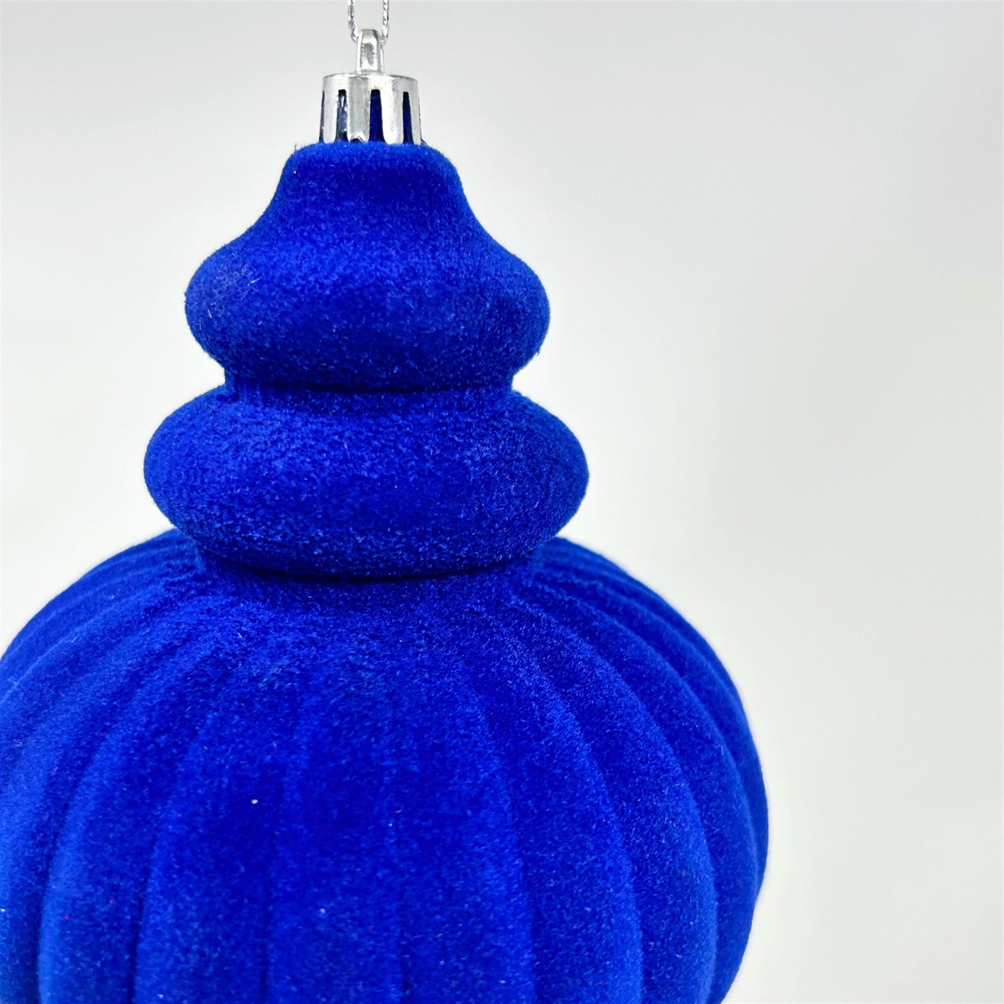 Plastic Flocked Finial Ornament - Sapphire Blue 10" | YK