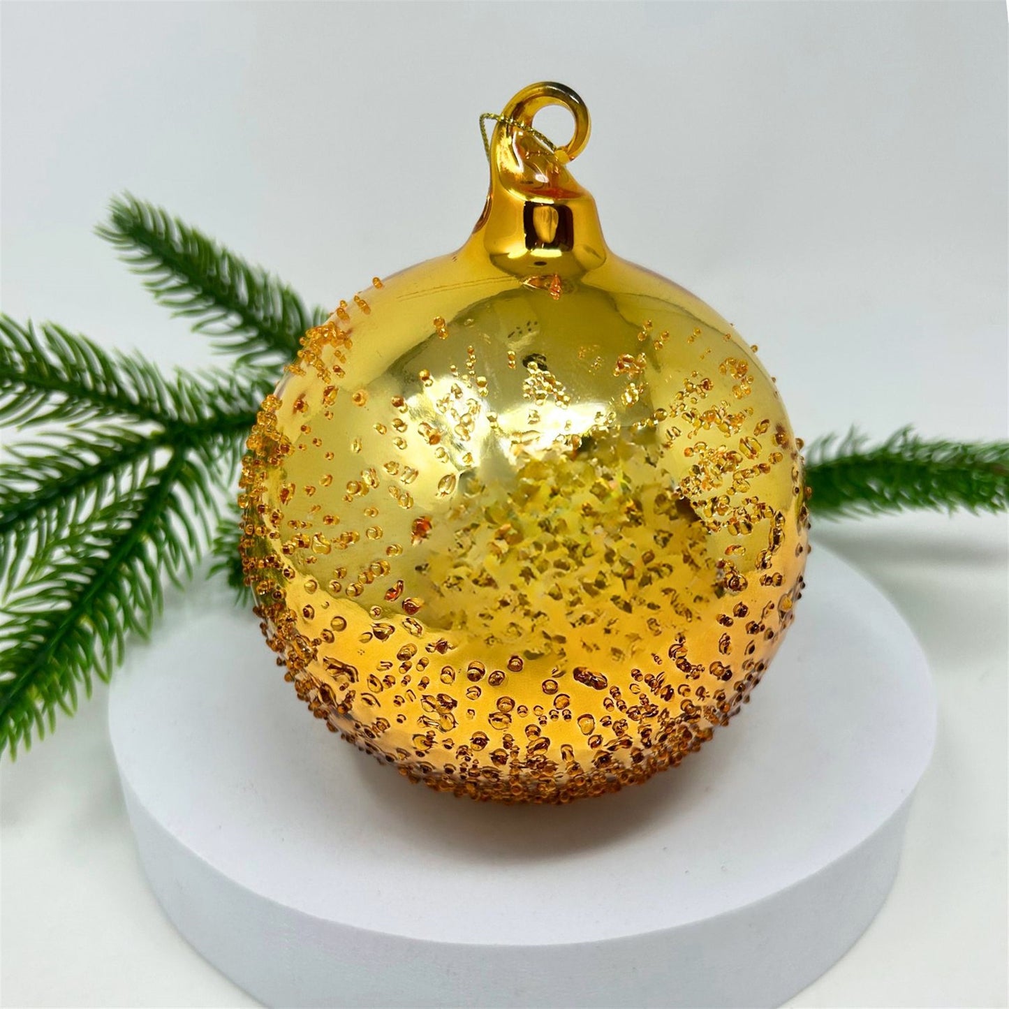 Gold/Copper Ombre Textured Glass Ball Ornament 4" | TG