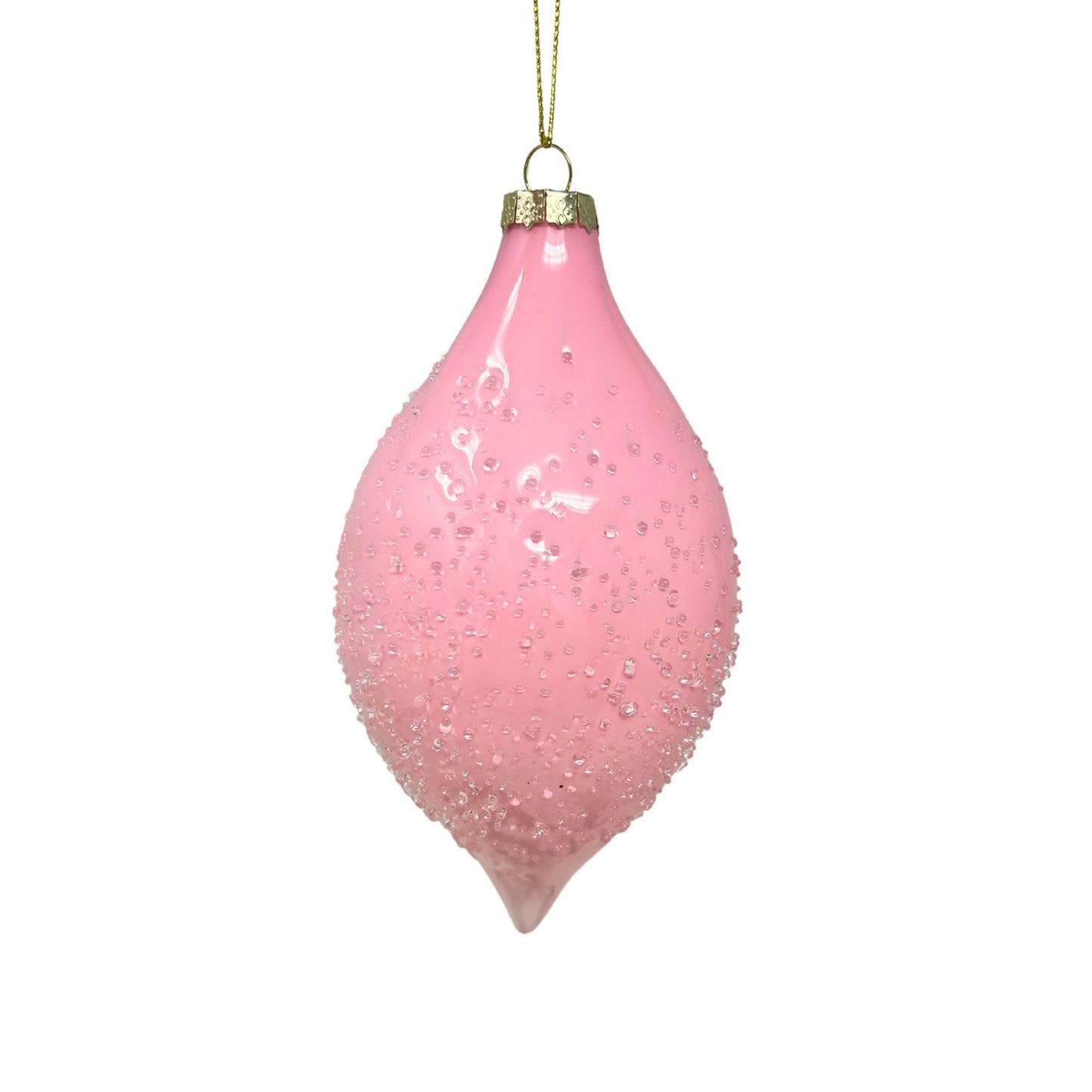 Pink Glass Iced Finial Ornament 6" | TG
