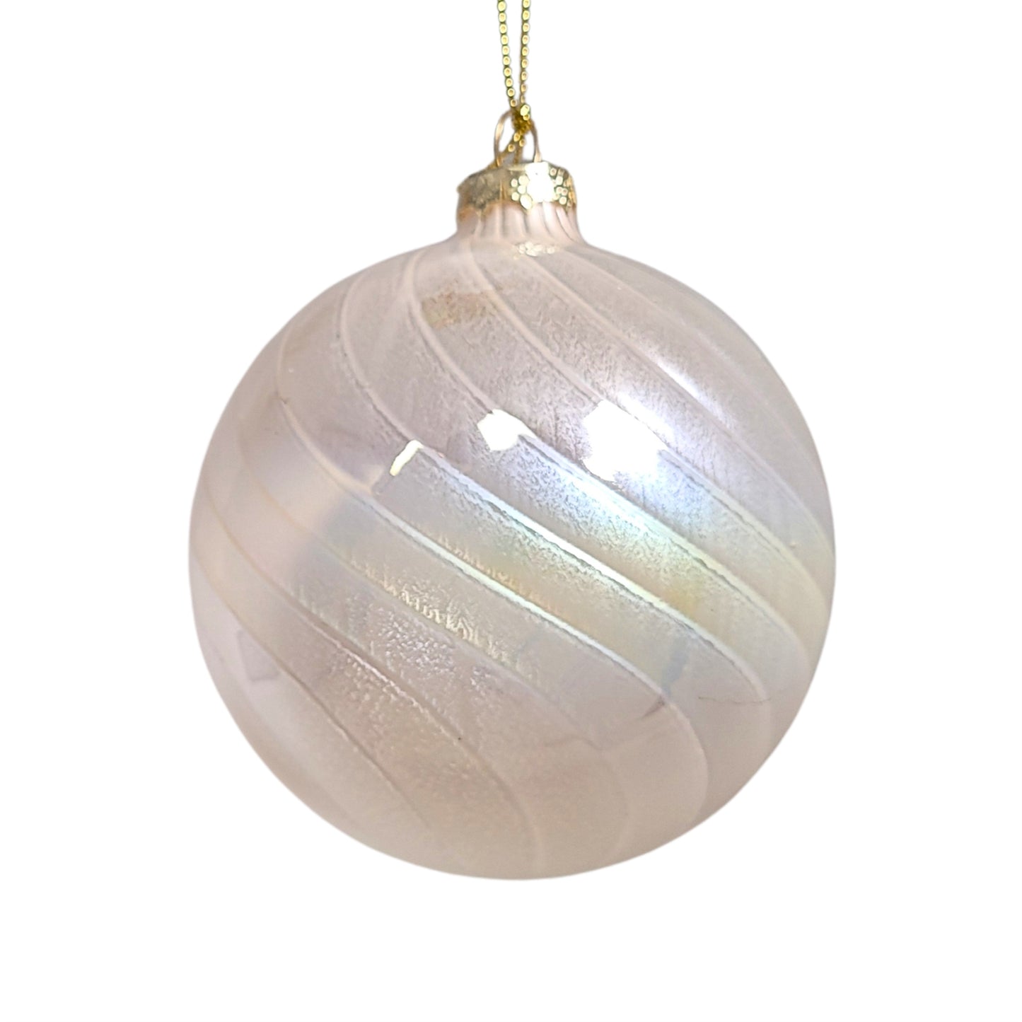 Pearl Swirl Glass Ball Ornament 4" | TG