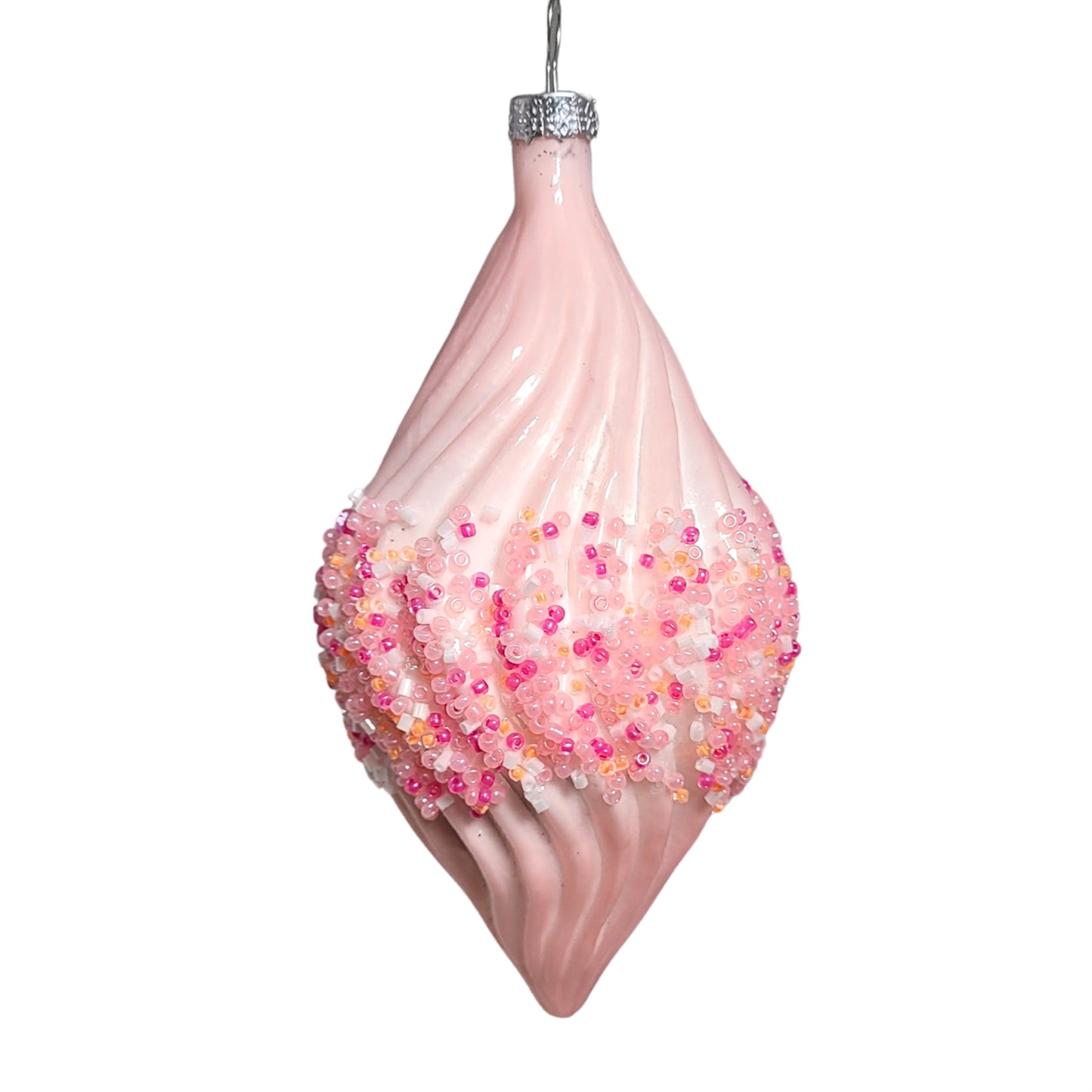 Pink Confection Glass Finial w/ Sprinkles Ornament 5.5" | TG
