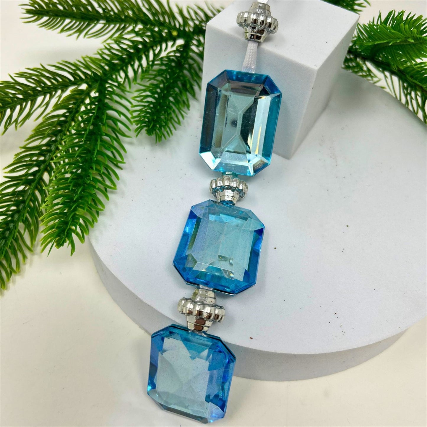 Acrylic Jewel Hanging Ornament - Blue 1.2x0.5x6.5" | ZT