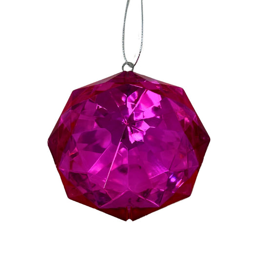 Plastic  Octagon Diamond Ornament - Hot Pink 3.5x2x4" | ZT