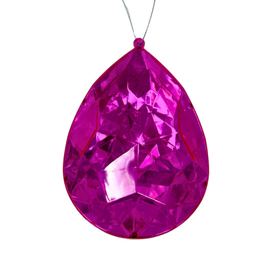 Plastic Rain Drop Diamond Ornament - Hot Pink 4x2.4x6" | ZT