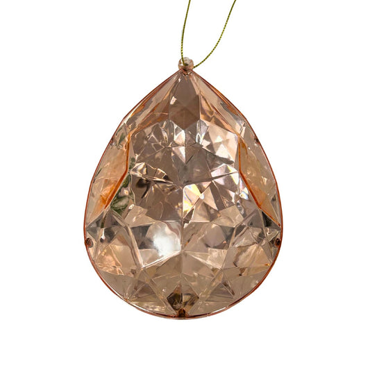 Plastic Rain Drop Diamond Ornament - Rose Gold 4x2.4x6" | ZT
