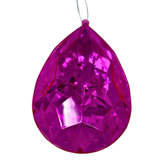 Plastic Rain Drop Diamond Ornament - Hot Pink 6.3x4x9" | ZT