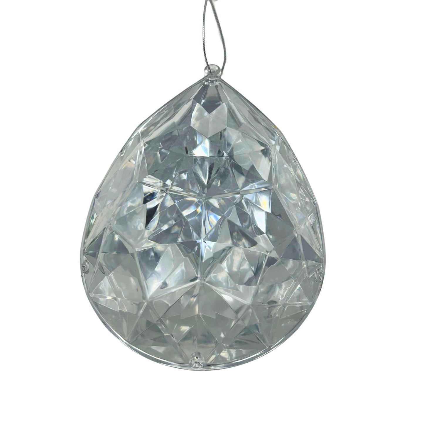 Plastic Rain Drop Diamond Ornament - Silver 6.3x4x9" | ZT