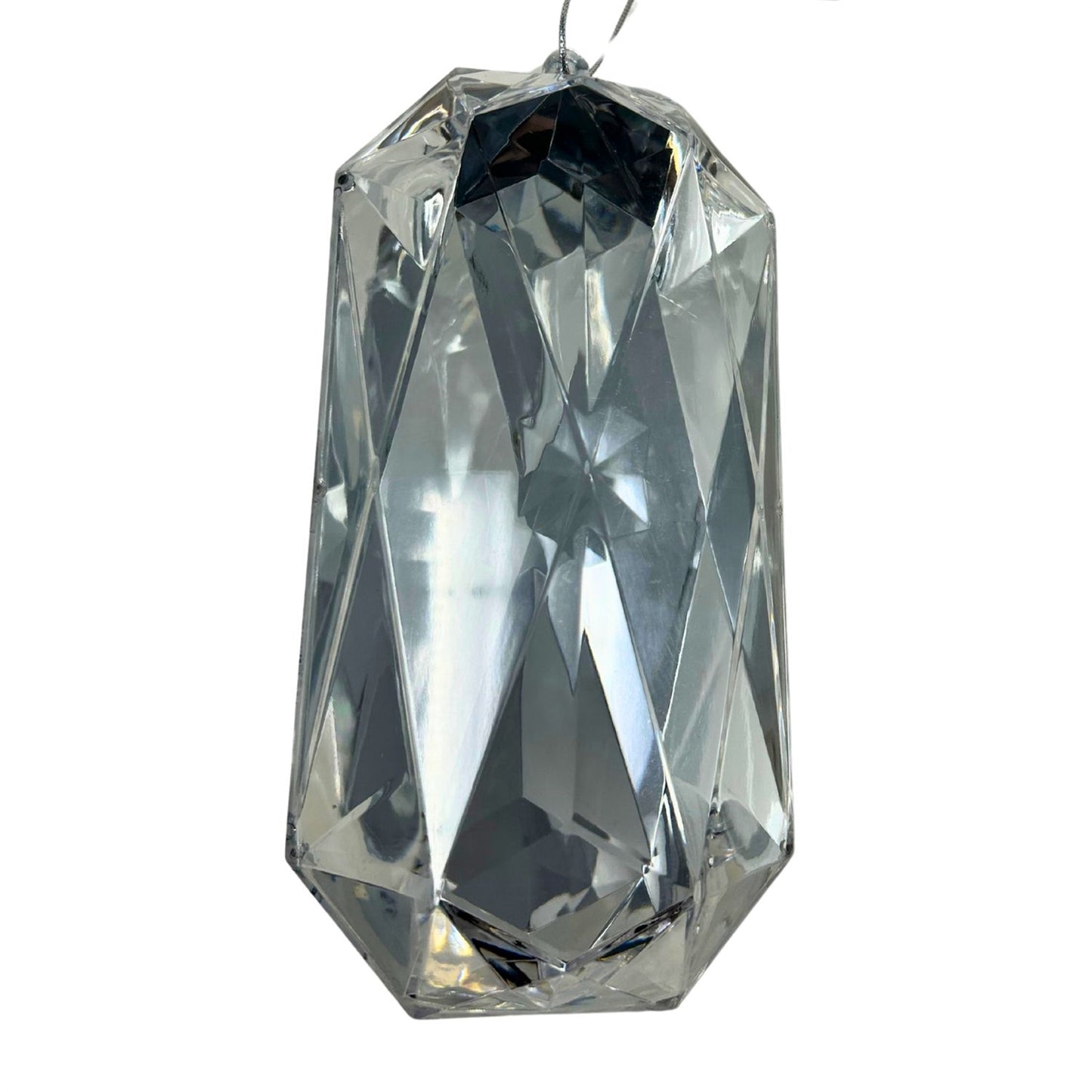 Plastic Rectangle Diamond Ornament - Silver 4.3x3.1x8.7" | ZT