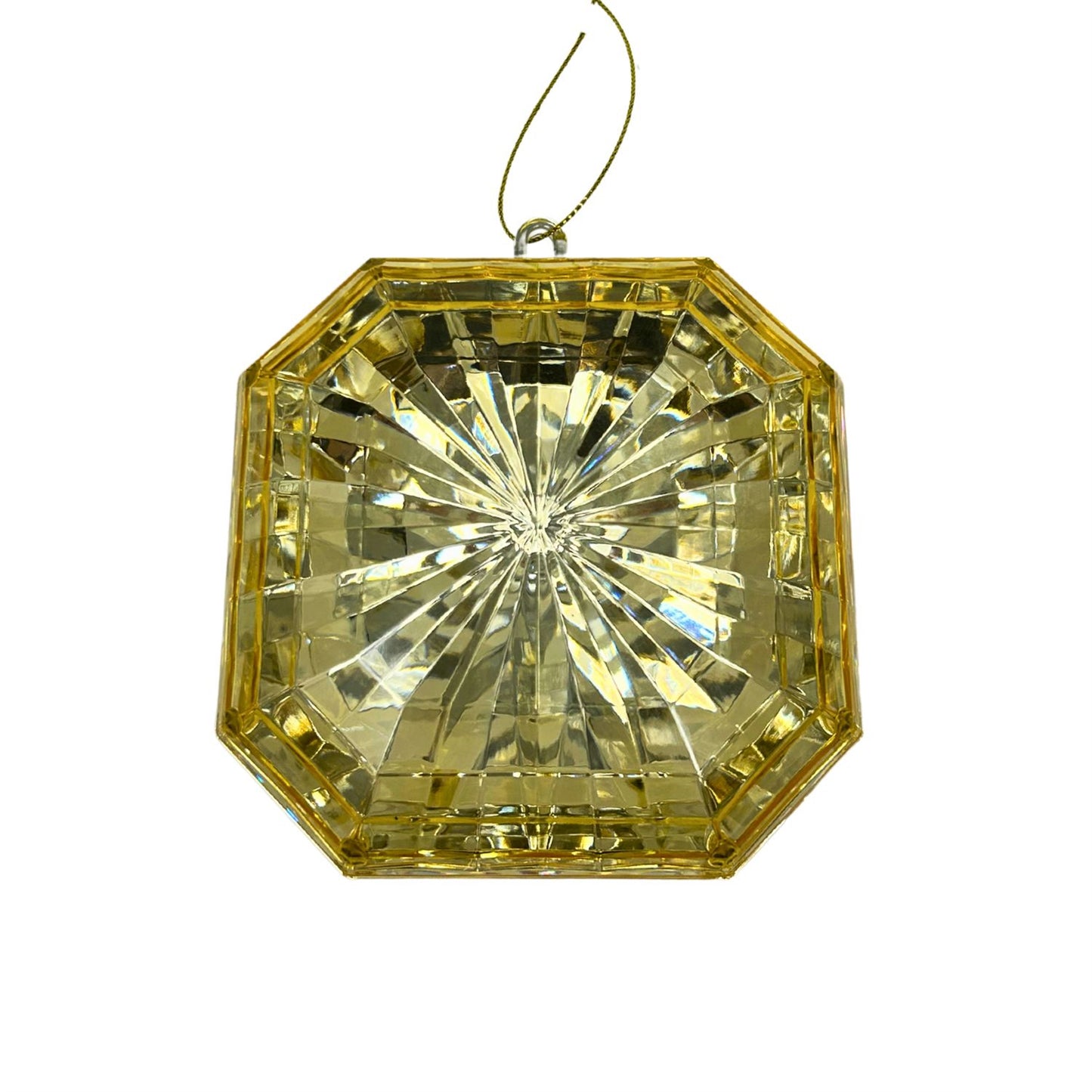 Plastic square Diamond Ornament - Gold 4.7x5.1x2" | ZT