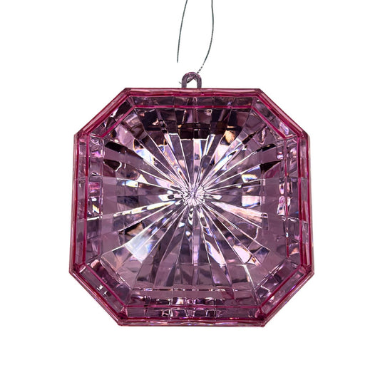 Plastic square Diamond Ornament - Pink 4.7x5.1x2" | ZT