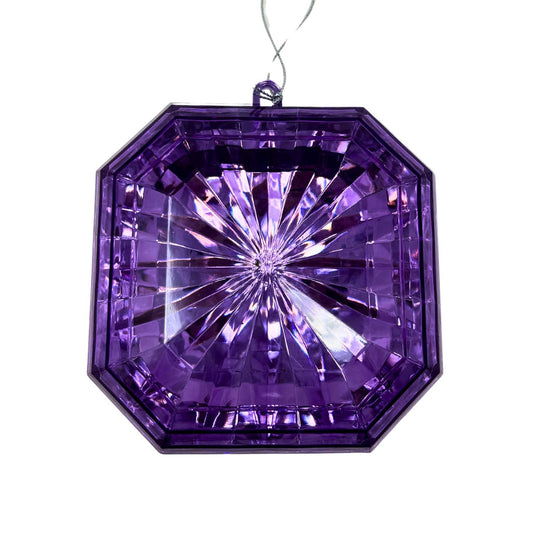 Plastic square Diamond Ornament - Purple 4.7x5.1x2" | ZT