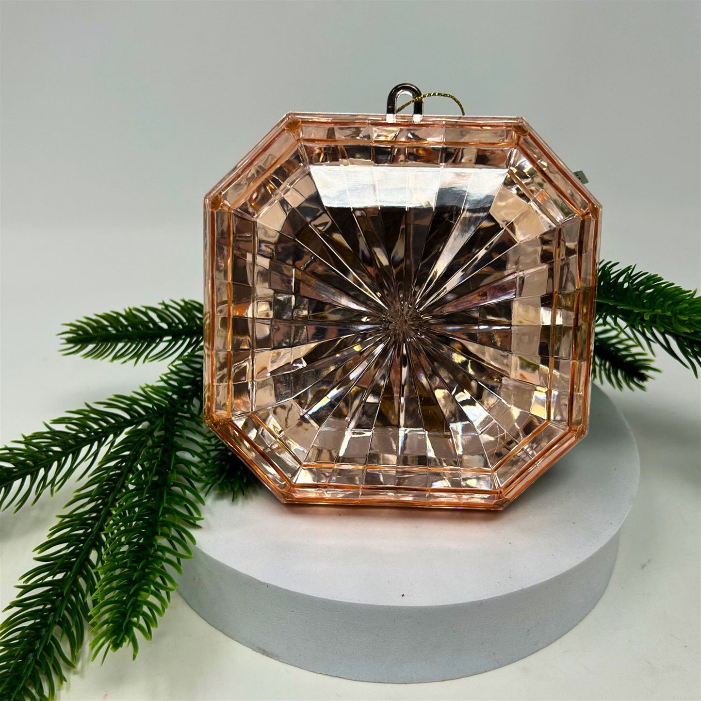 Acrylic Square Diamond Ornament - Rose Gold 4.7x5.1x2" | ZT