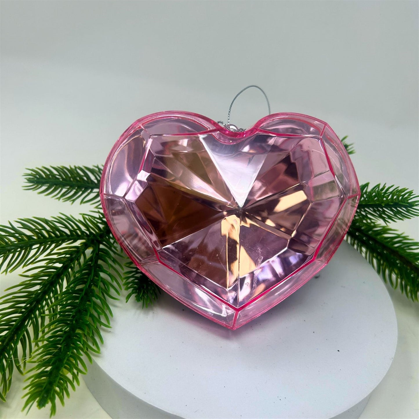 Acrylic Heart Diamond Ornament - Pink 4.7x2.8x4" | ZT